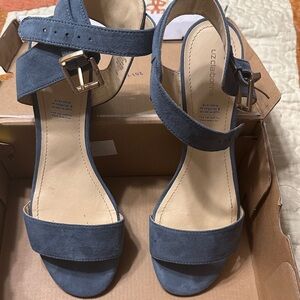 Eclipse Blue Women's Sandals with Gold Buckle